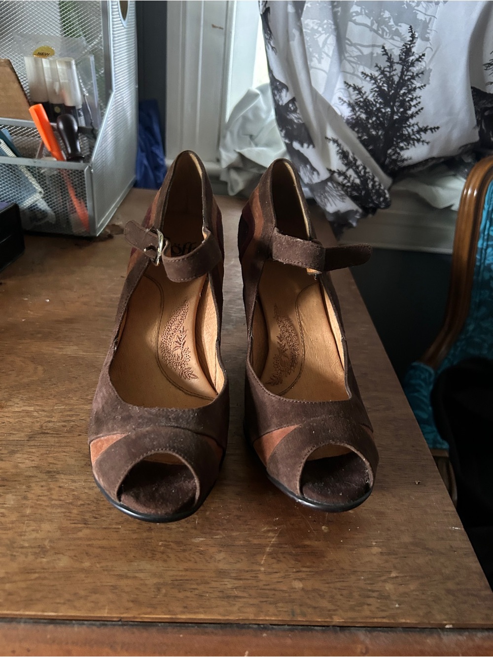 Sofft Women's Brown Suede Mary Jane Heels - Multi-Brown Color - Picture 3 of 7